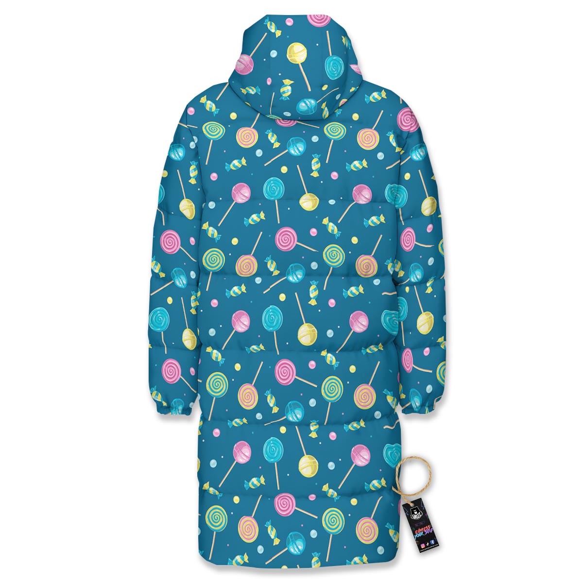 Candy Ball Sweet Print Pattern Long Down Jacket-grizzshop