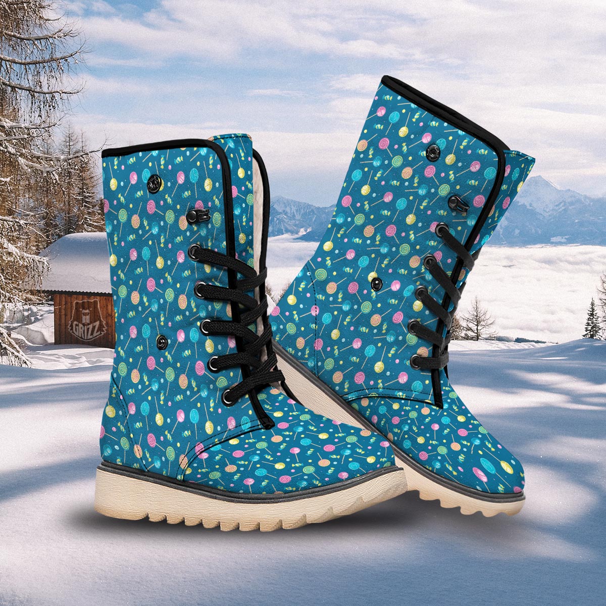 Candy Ball Sweet Print Pattern Snow Boots-grizzshop