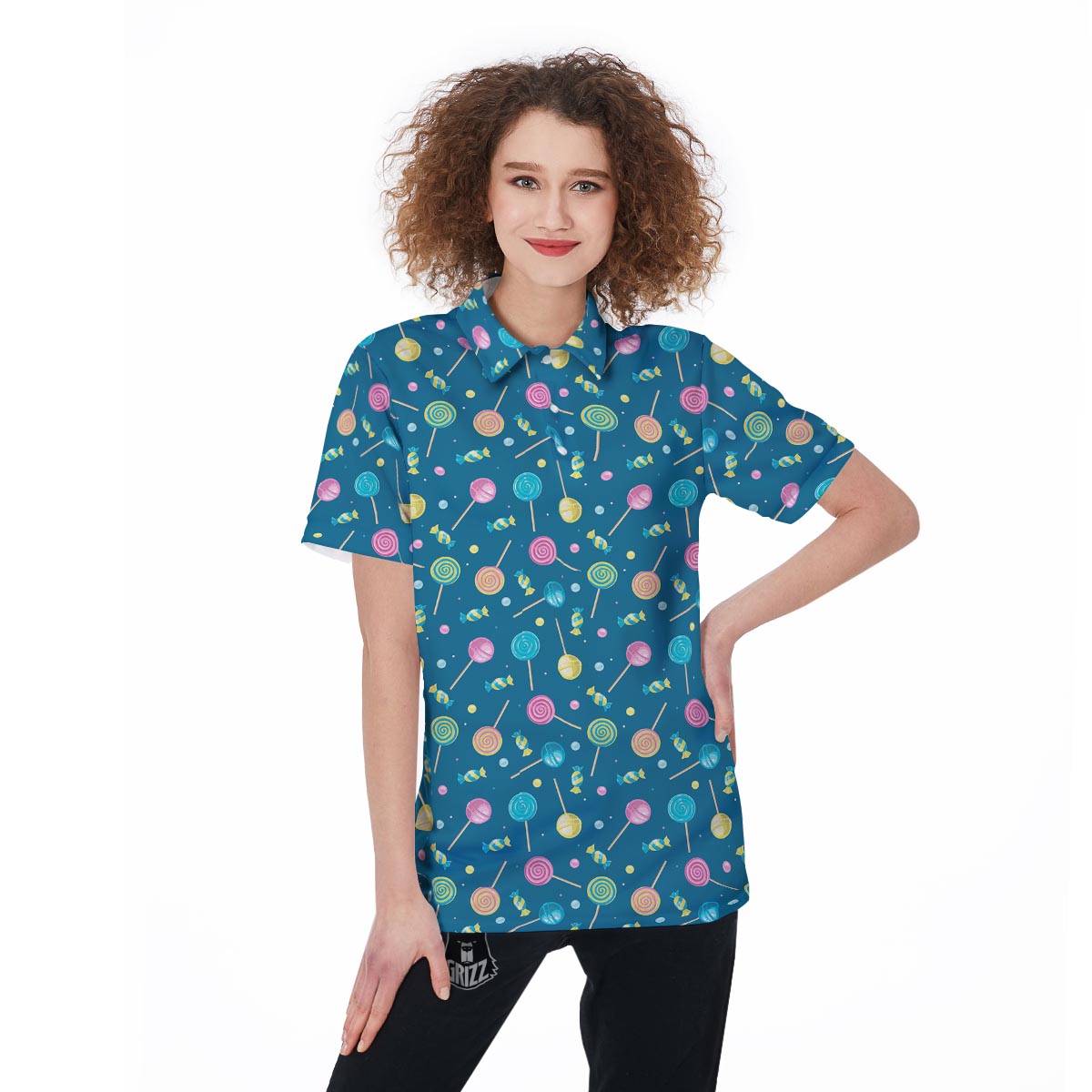 Candy Ball Sweet Print Pattern Women's Golf Shirts-grizzshop