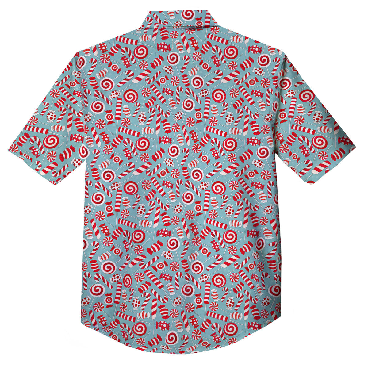 Candy Cane Christmas Print Pattern Button Up Shirt-grizzshop