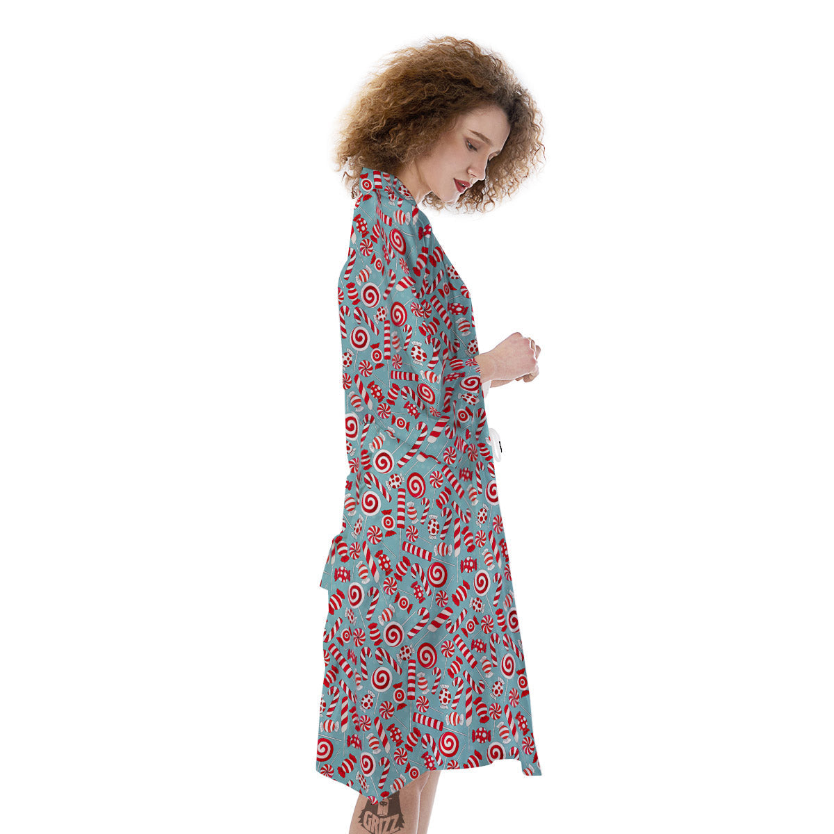 Candy Cane Christmas Print Pattern Kimono-grizzshop