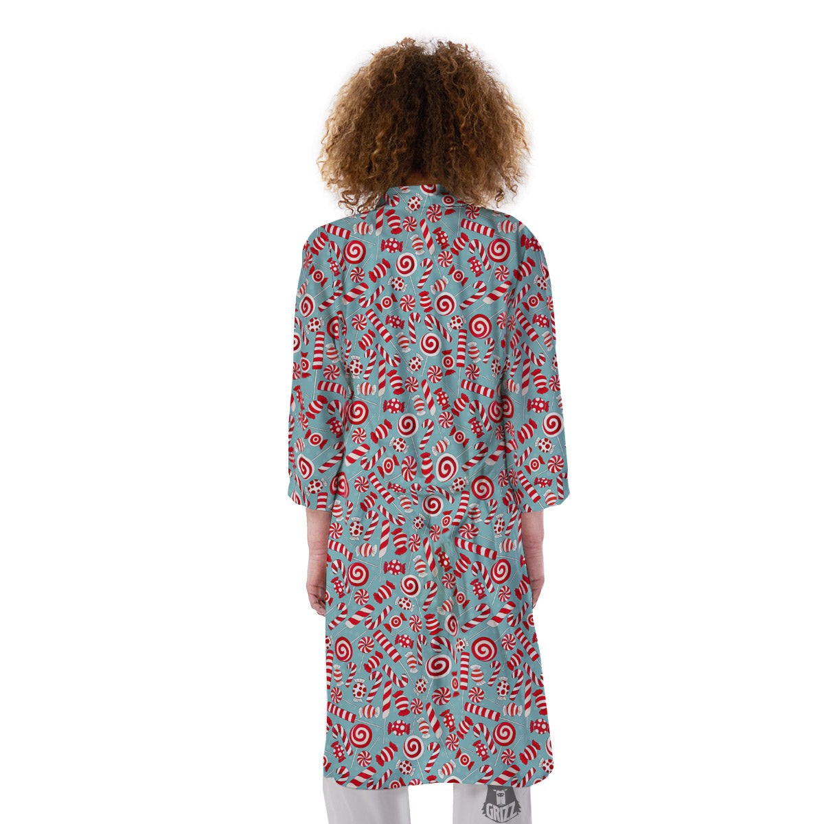 Candy Cane Christmas Print Pattern Kimono-grizzshop