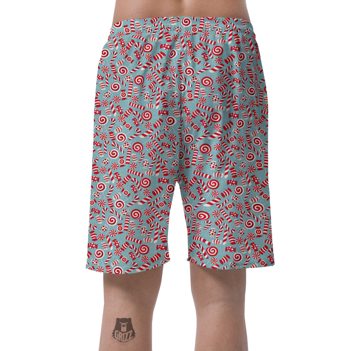 Candy Cane Christmas Print Pattern Men's Shorts-grizzshop