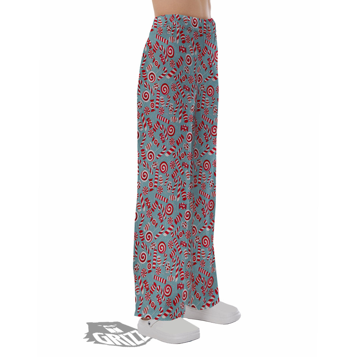 Candy Cane Christmas Print Pattern Pajama Pants-grizzshop