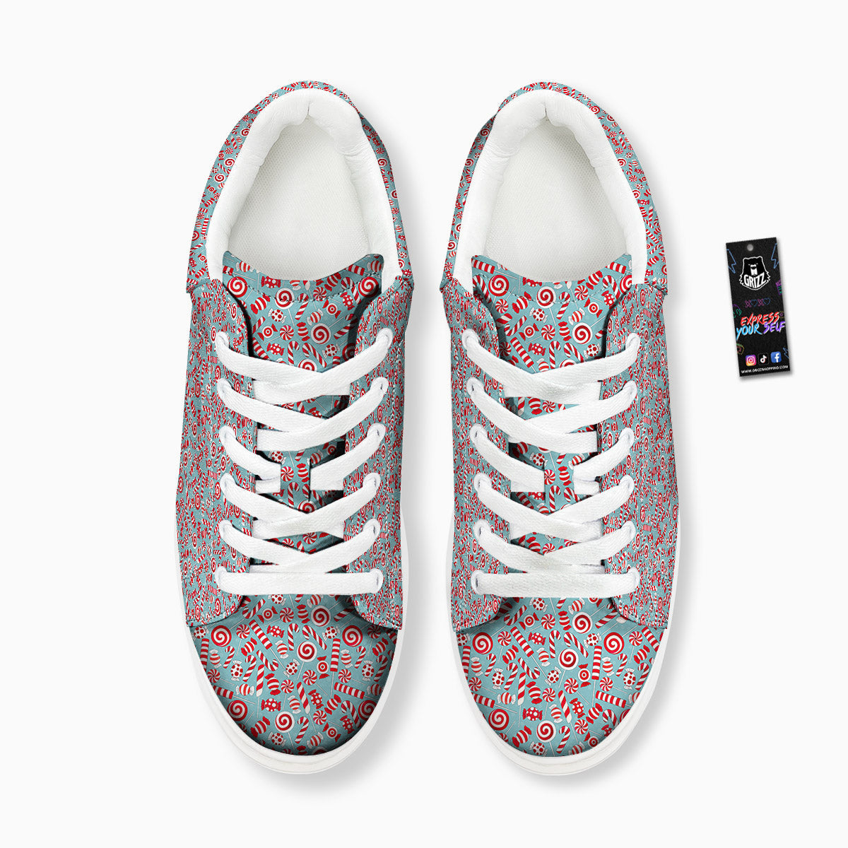 Candy Cane Christmas Print Pattern Platform Shoes-grizzshop