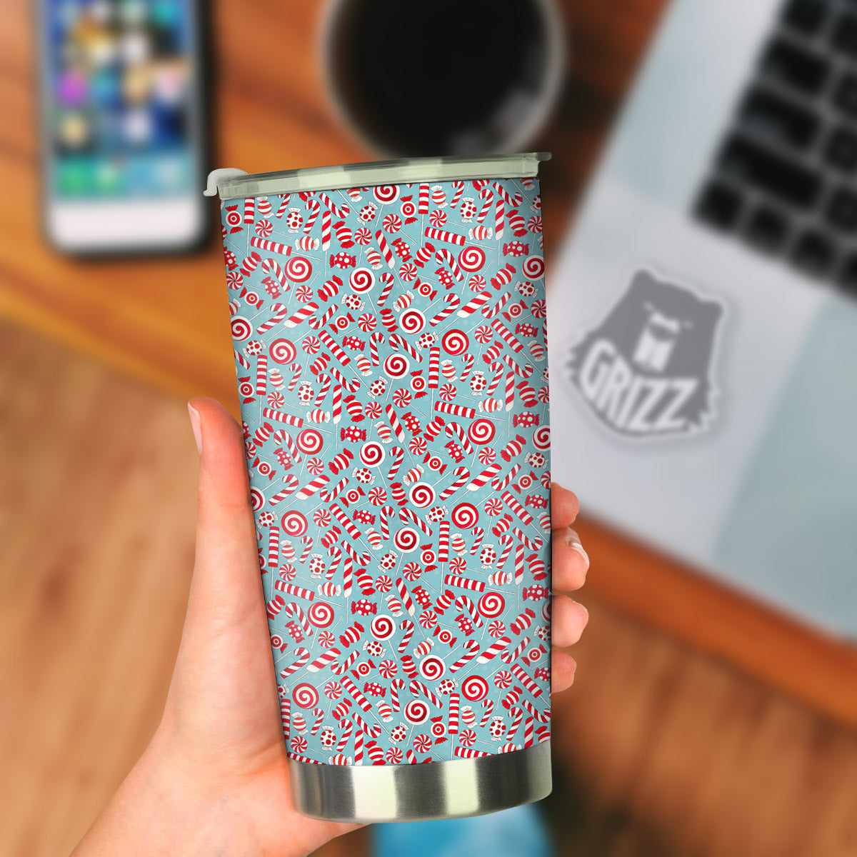 Candy Cane Christmas Print Pattern Tumbler-grizzshop