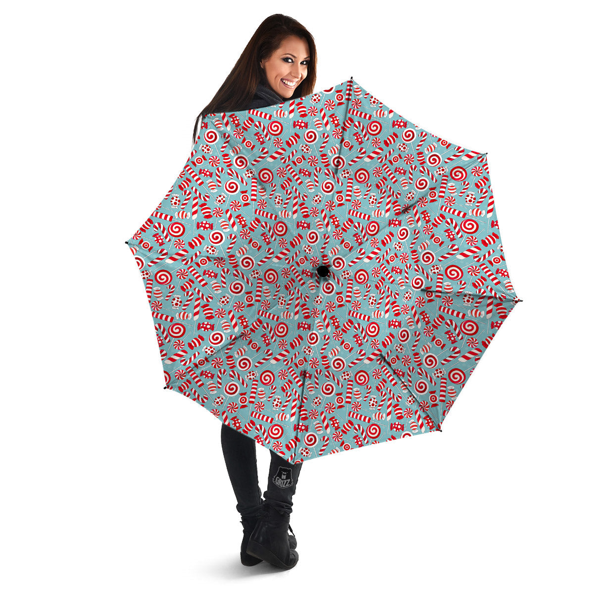 Candy Cane Christmas Print Pattern Umbrella-grizzshop