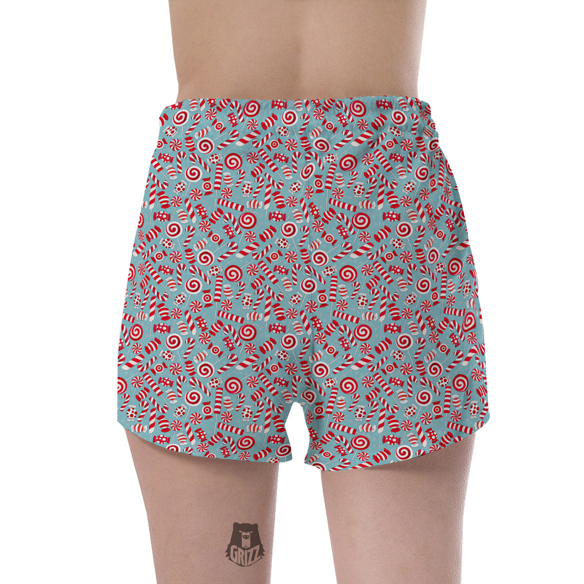 Candy Cane Christmas Print Pattern Women's Shorts-grizzshop