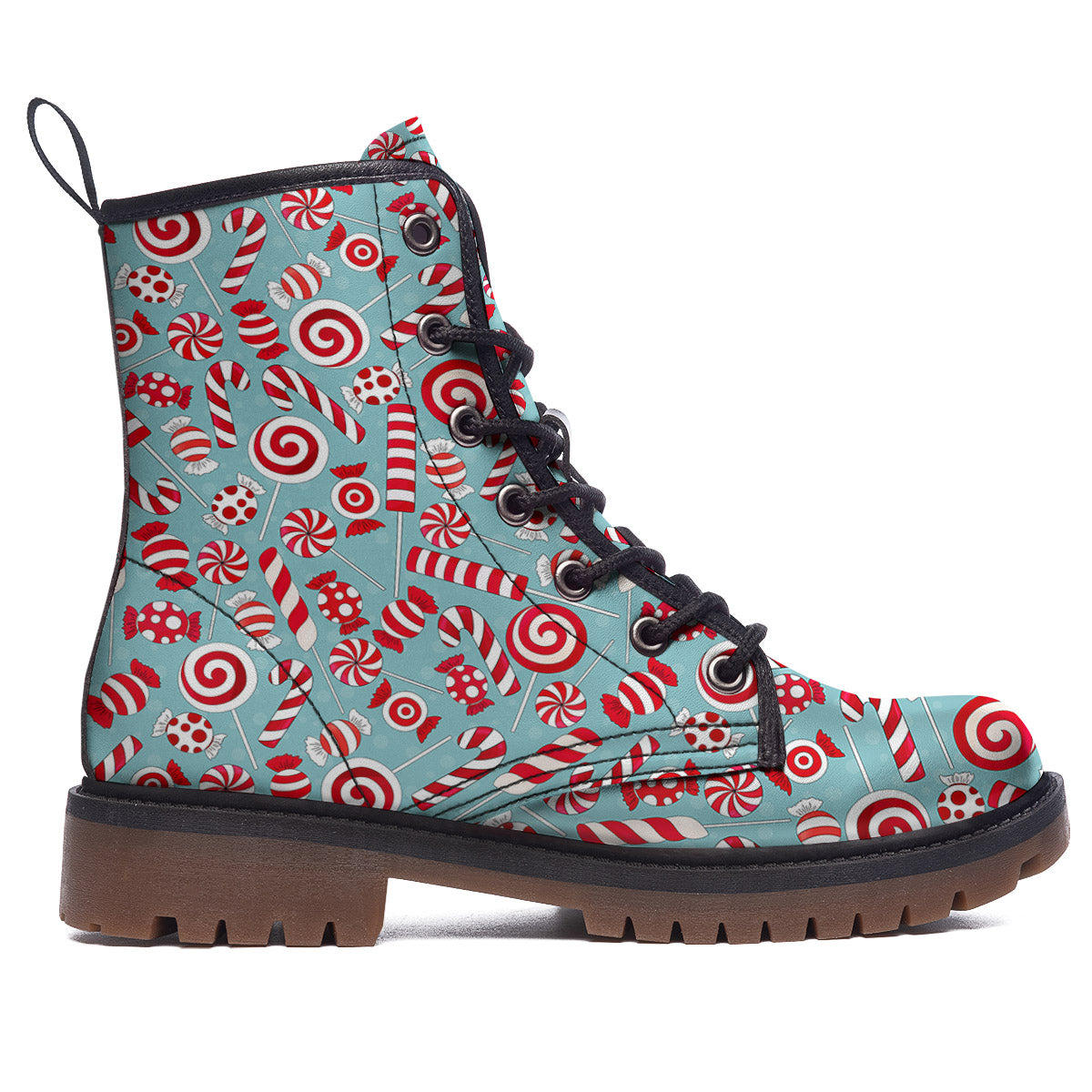Candy Cane Christmas Print Pattern Work Boots-grizzshop