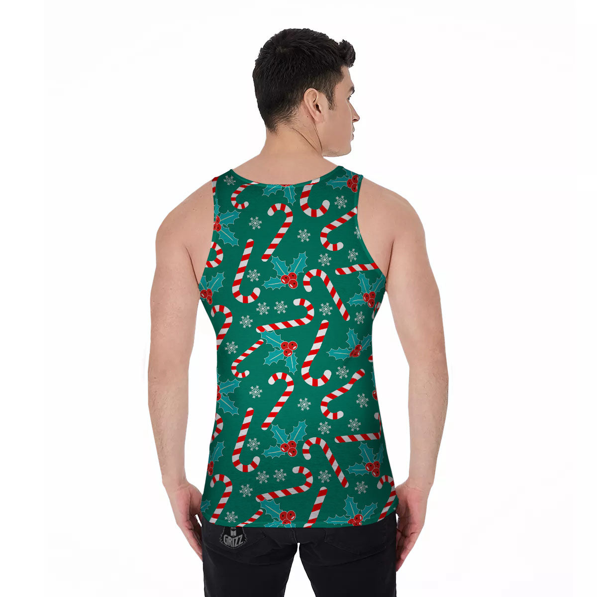 Candy Cane Merry Christmas Print Pattern Men's Tank Top-grizzshop