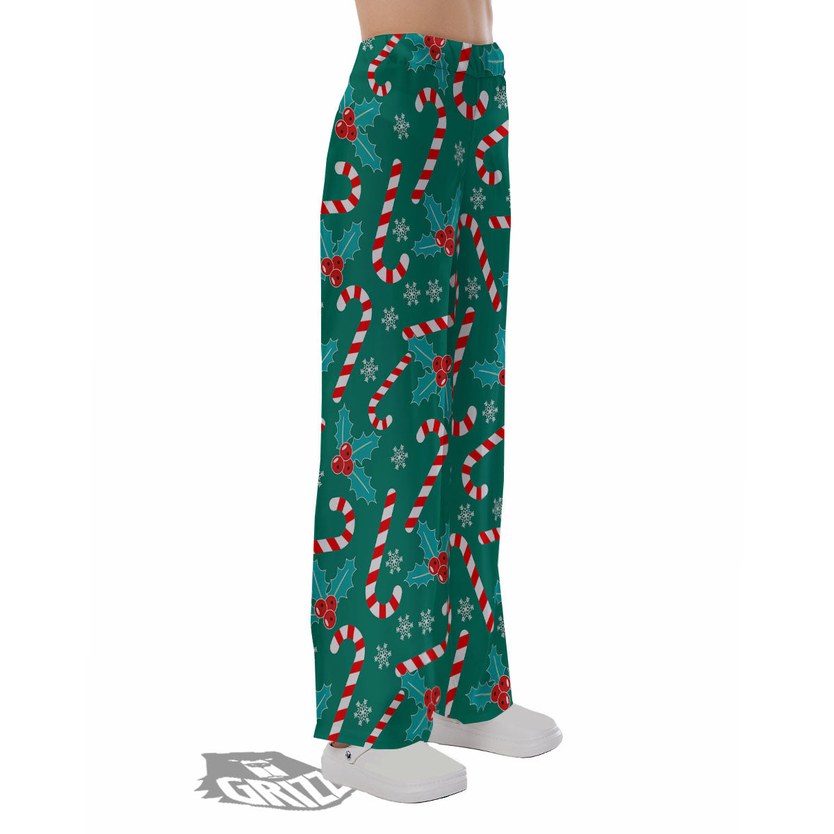 Candy Cane Merry Christmas Print Pattern Pajama Pants-grizzshop