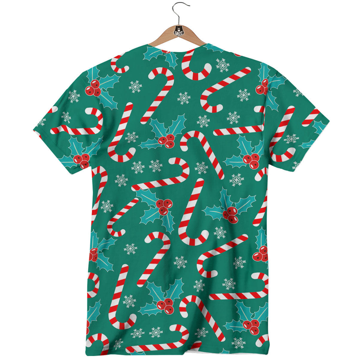Candy Cane Merry Christmas Print Pattern T-Shirt-grizzshop
