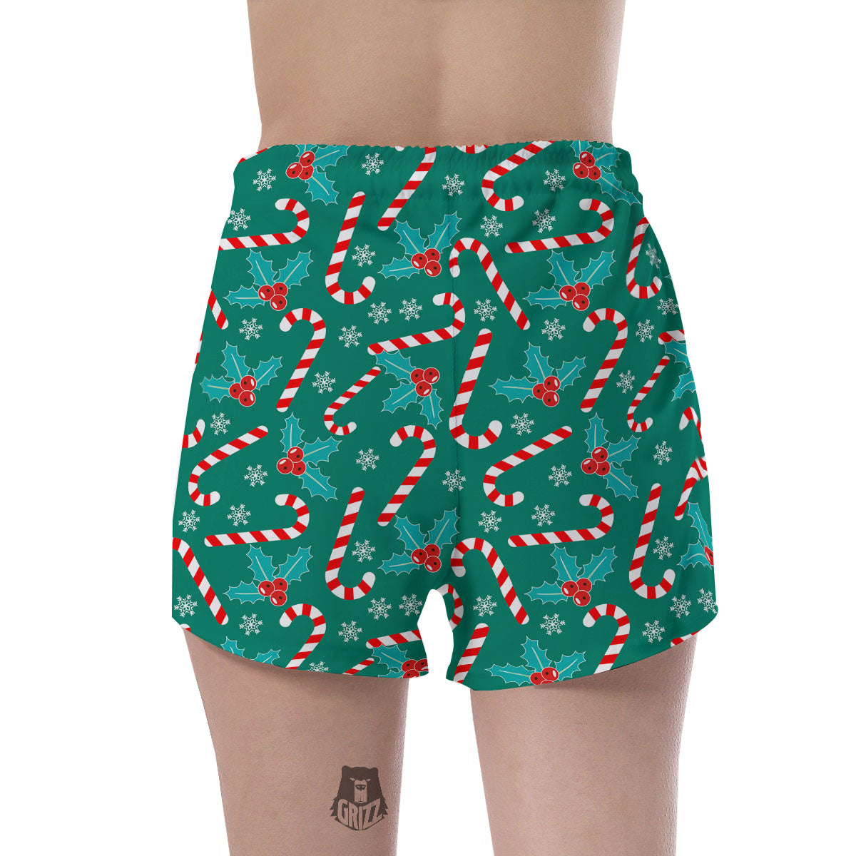 Candy Cane Merry Christmas Print Pattern Women's Shorts-grizzshop