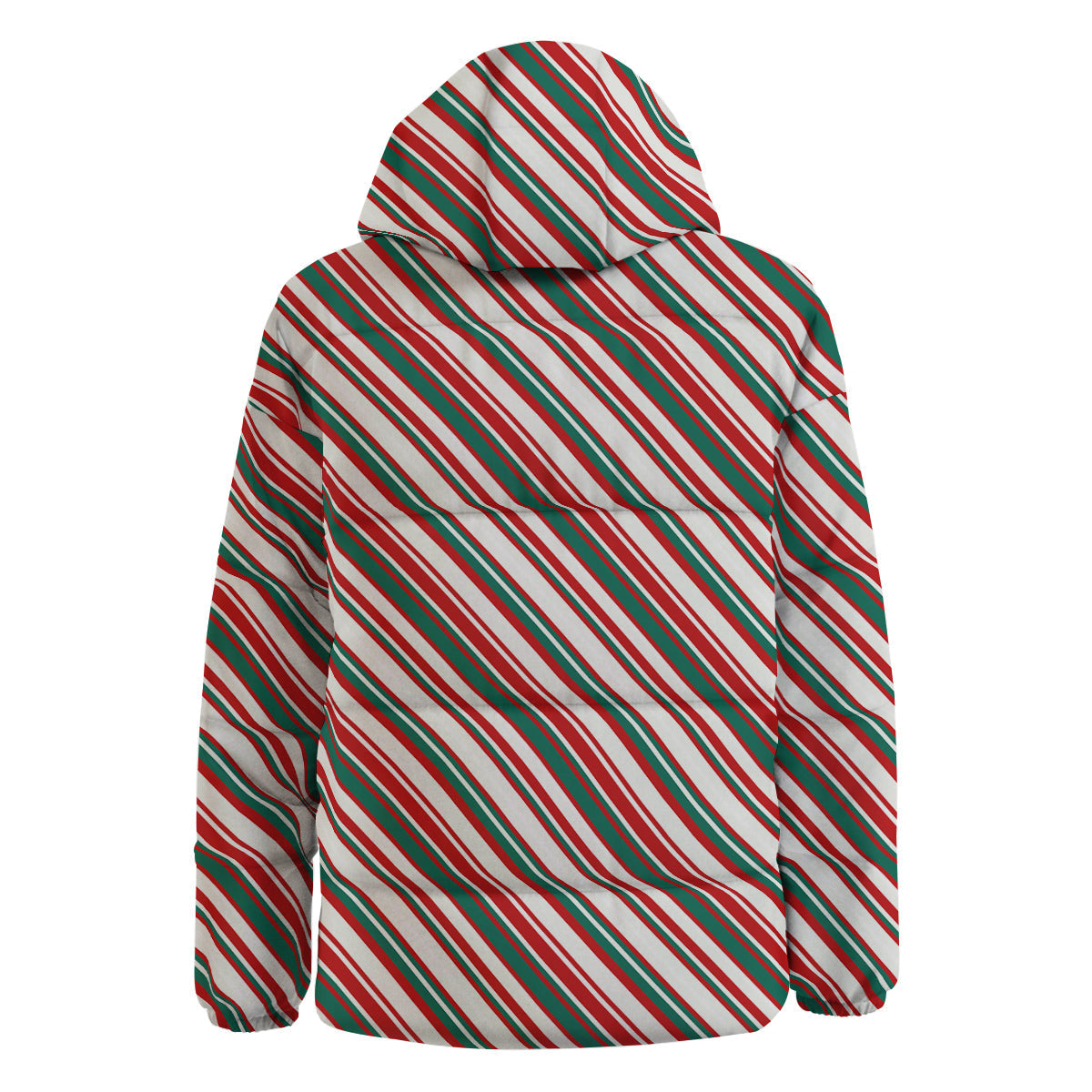 Candy Cane Stripe Christmas Print Down Jacket-grizzshop