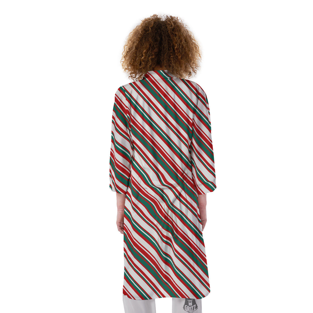 Candy Cane Stripe Christmas Print Kimono-grizzshop