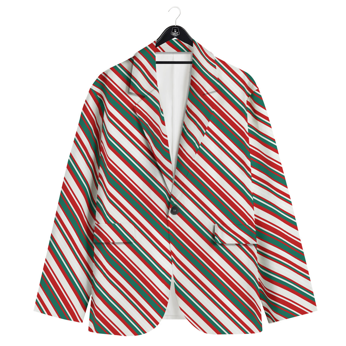 Candy Cane Stripe Christmas Print Men's Sport Coat-grizzshop