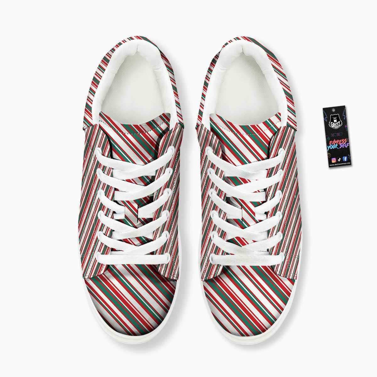 Candy Cane Stripe Christmas Print Platform Shoes-grizzshop