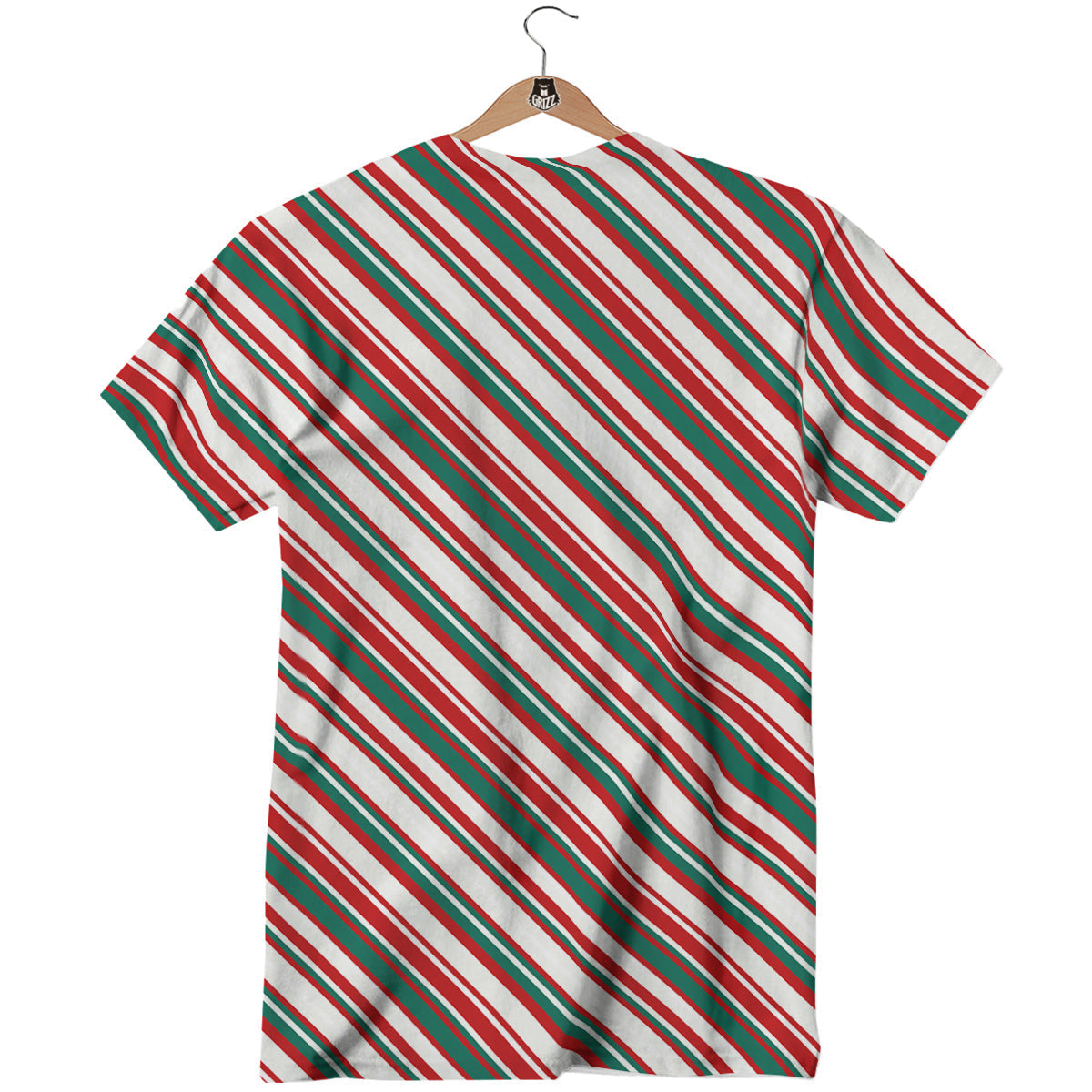 Candy Cane Stripe Christmas Print T-Shirt-grizzshop