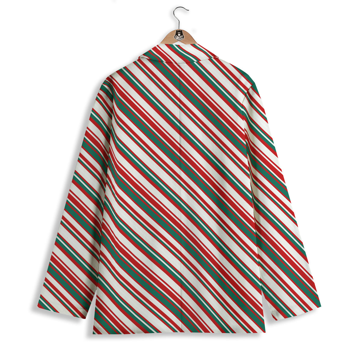 Candy Cane Stripe Christmas Print Women's Blazer-grizzshop