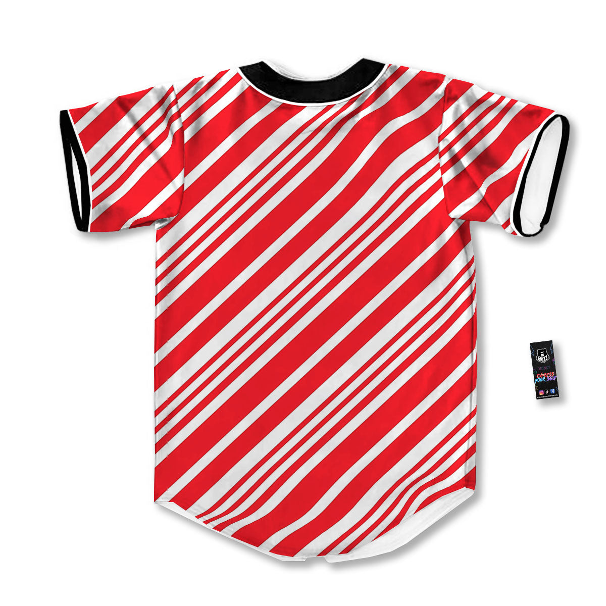 Candy Cane Stripe White And Red Print Baseball Jersey-grizzshop