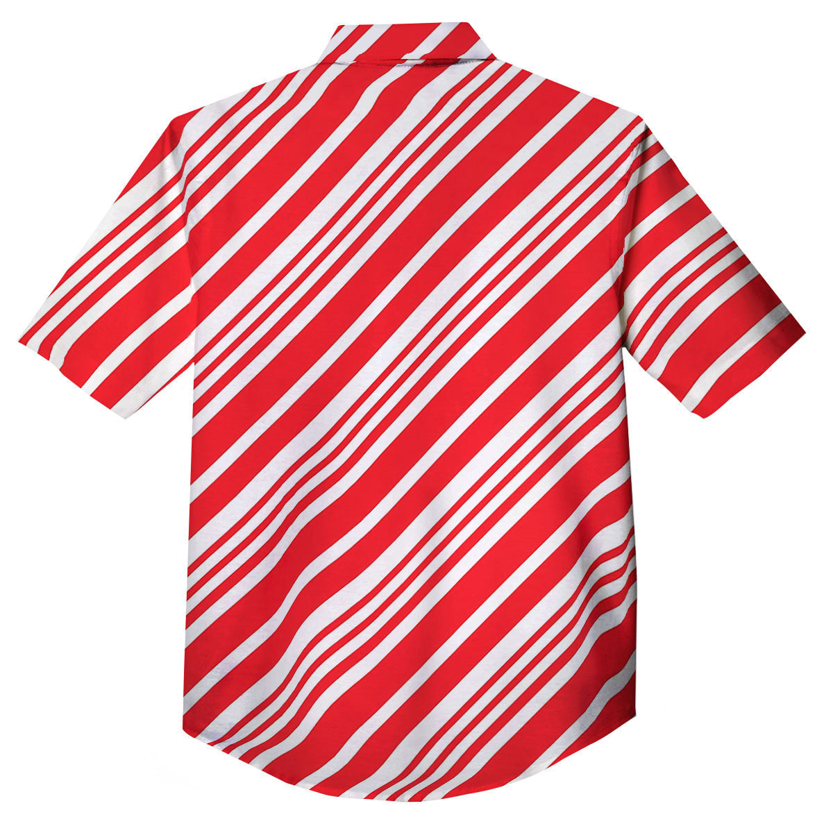 Candy Cane Stripe White And Red Print Button Up Shirt-grizzshop