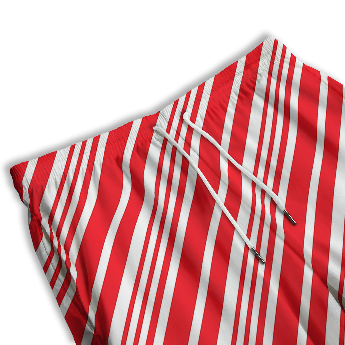Candy Cane Stripe White And Red Print Men's Athletic Shorts
