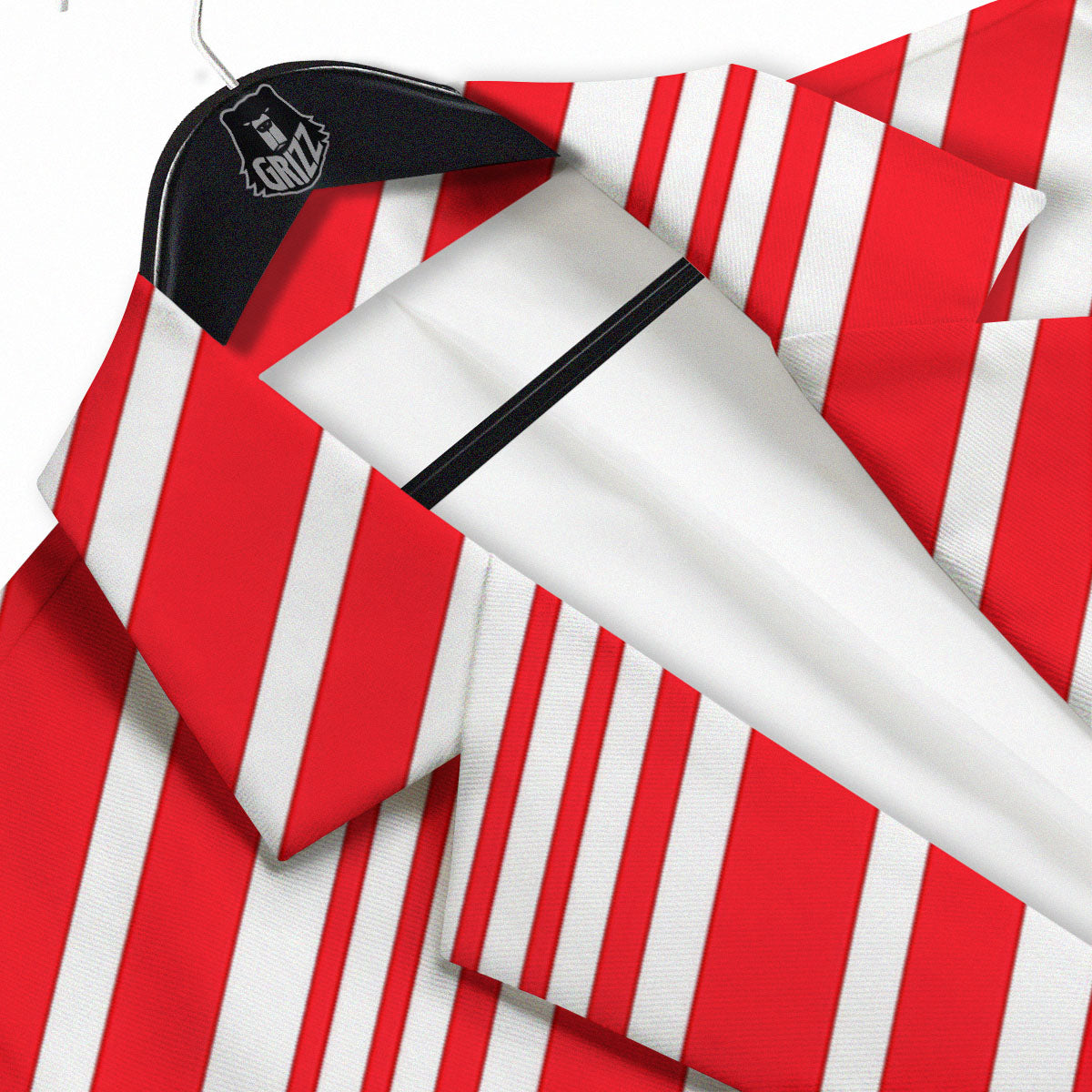 Candy Cane Stripe White And Red Print Men's Sport Coat-grizzshop