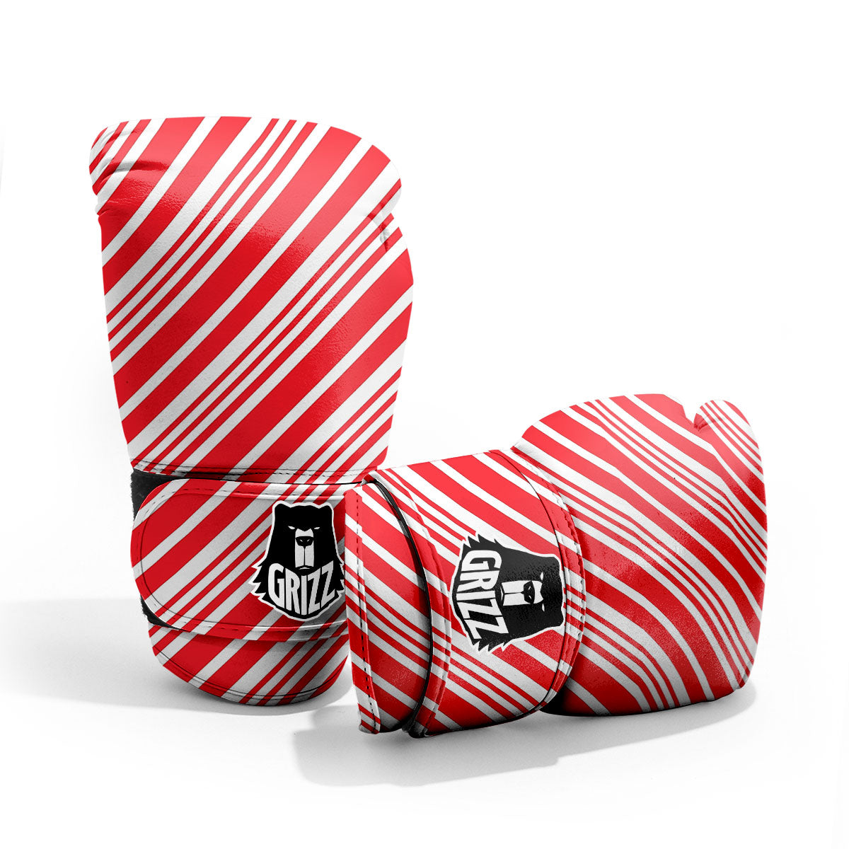 Candy Cane Stripe White And Red Print Pro Boxing Glove