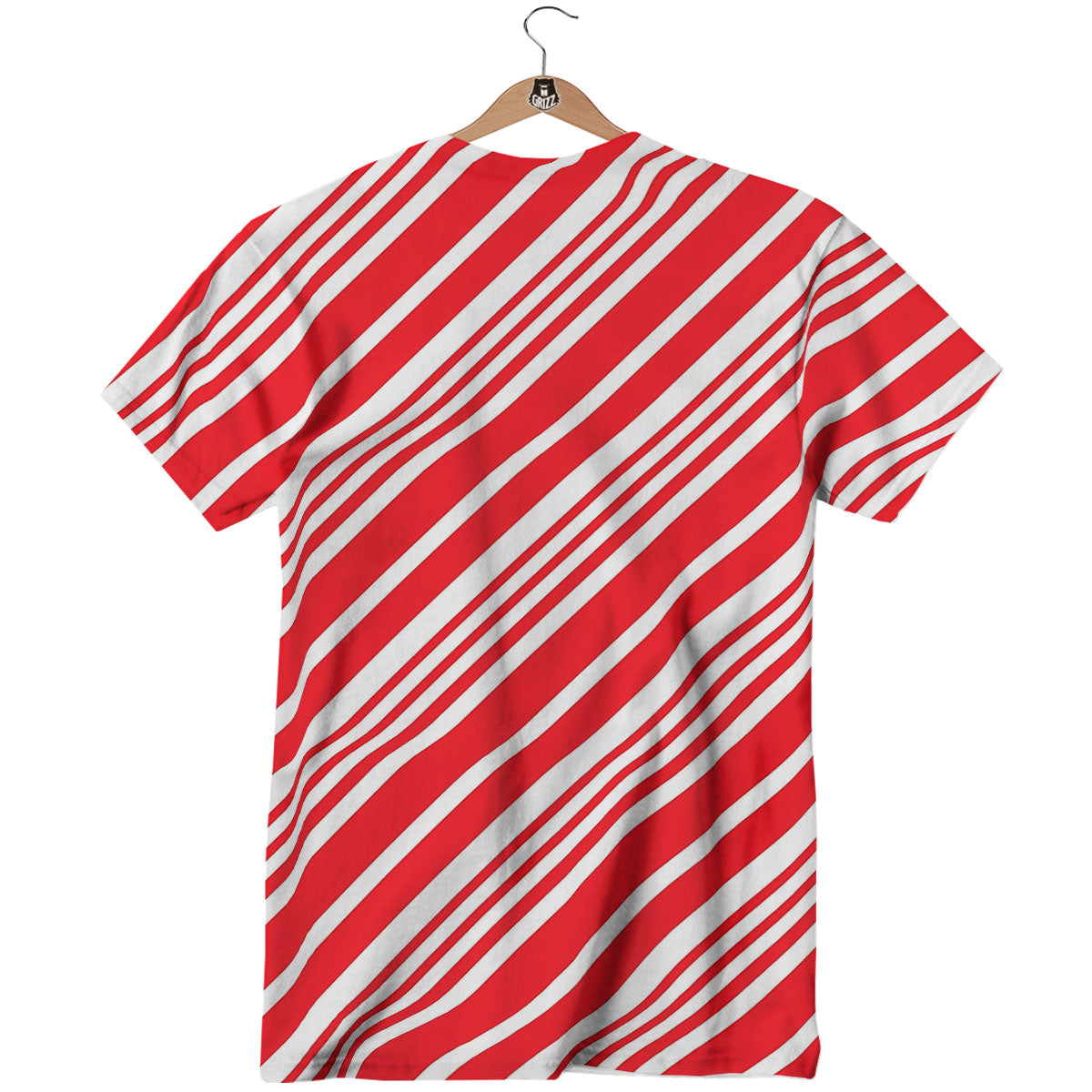 Candy Cane Stripe White And Red Print T-Shirt-grizzshop