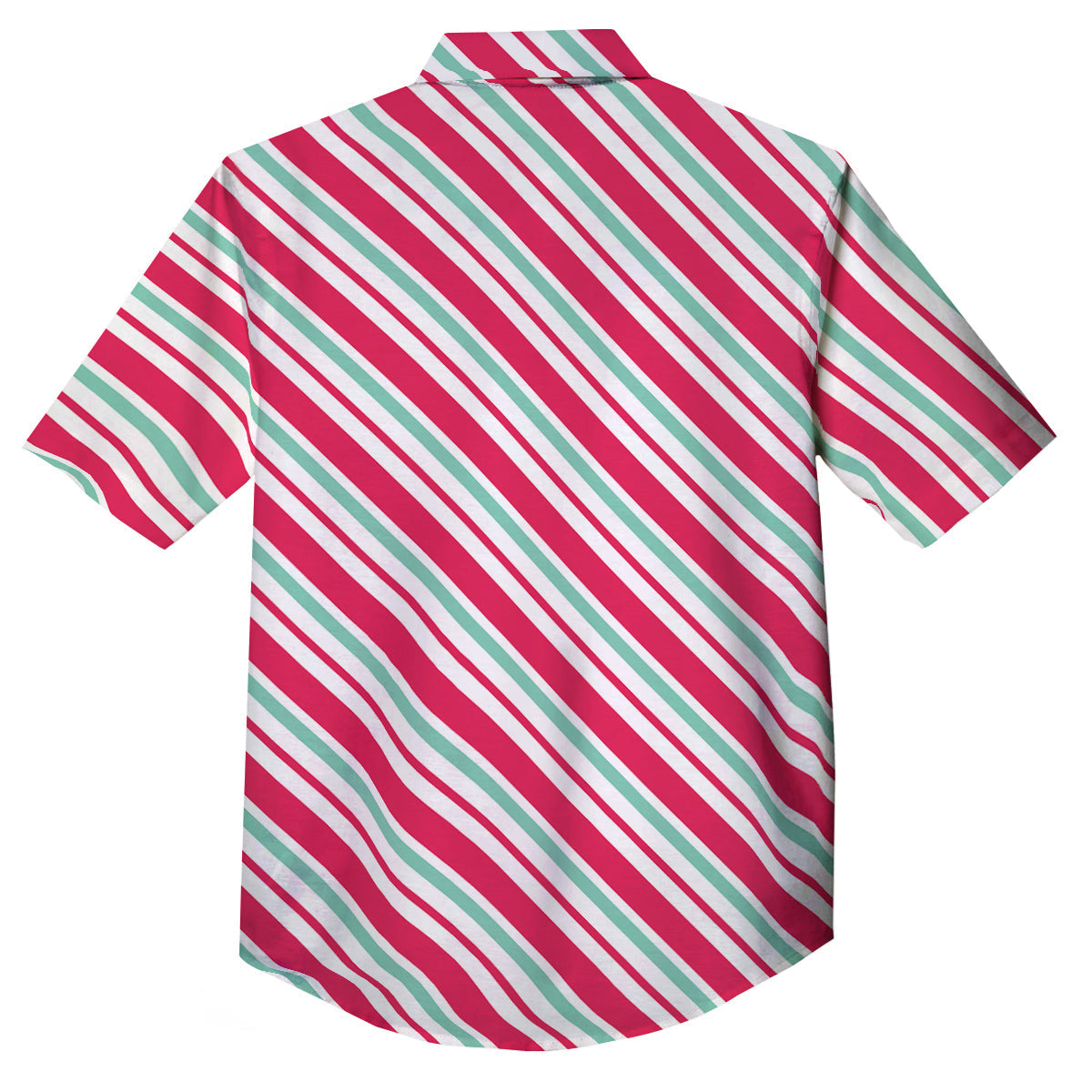 Candy Cane Striped Christmas Print Button Up Shirt-grizzshop