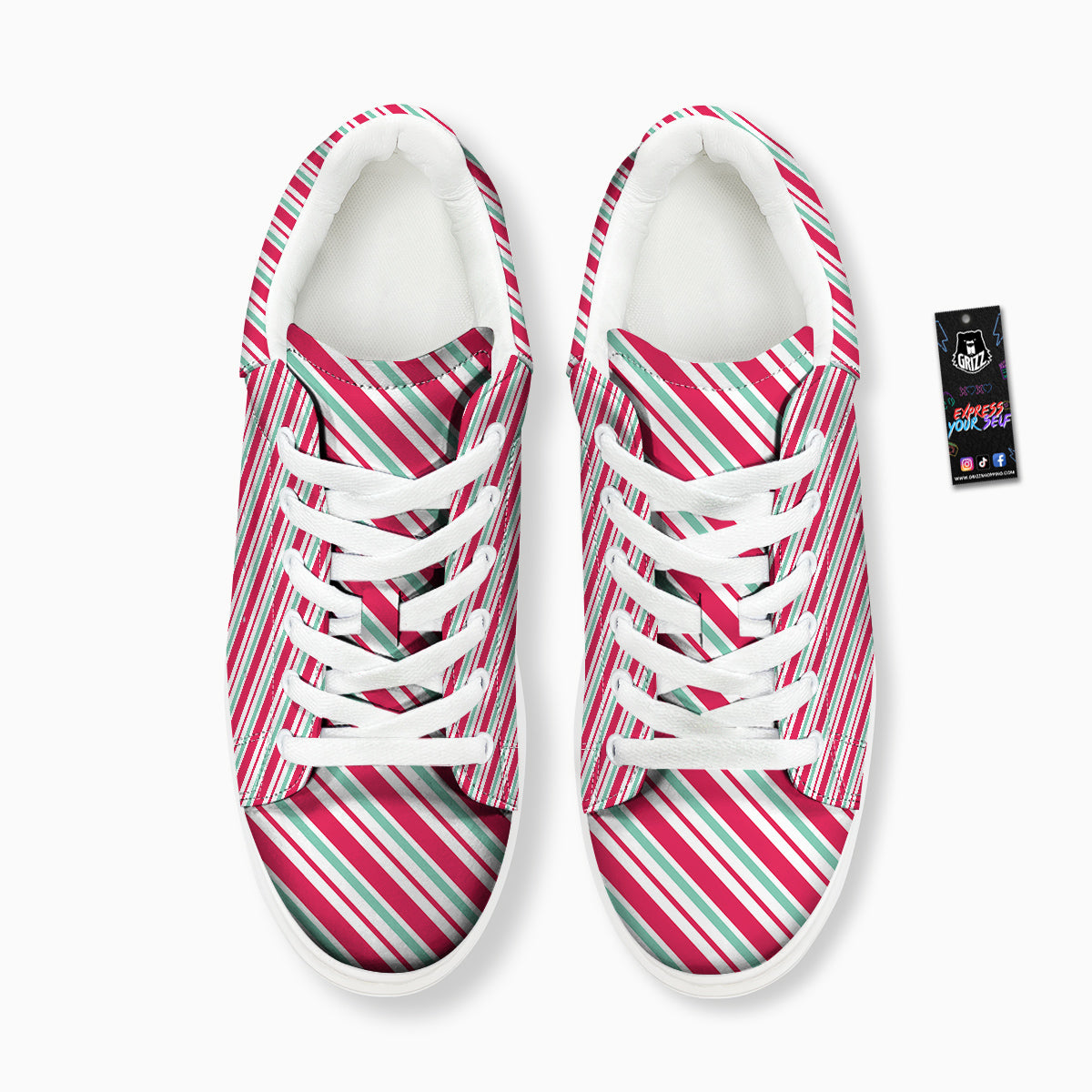 Candy Cane Striped Christmas Print Platform Shoes-grizzshop