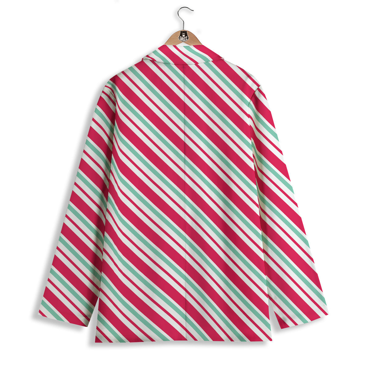 Candy Cane Striped Christmas Print Women's Blazer-grizzshop