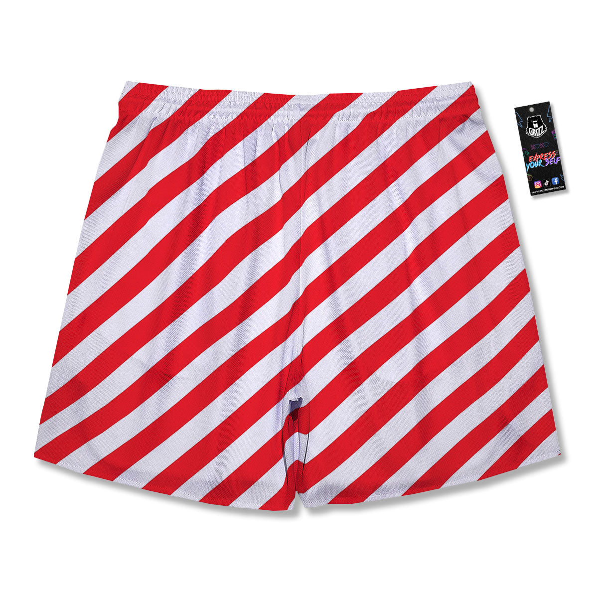 Candy Cane Striped White And Red Print Men's Running Shorts-grizzshop