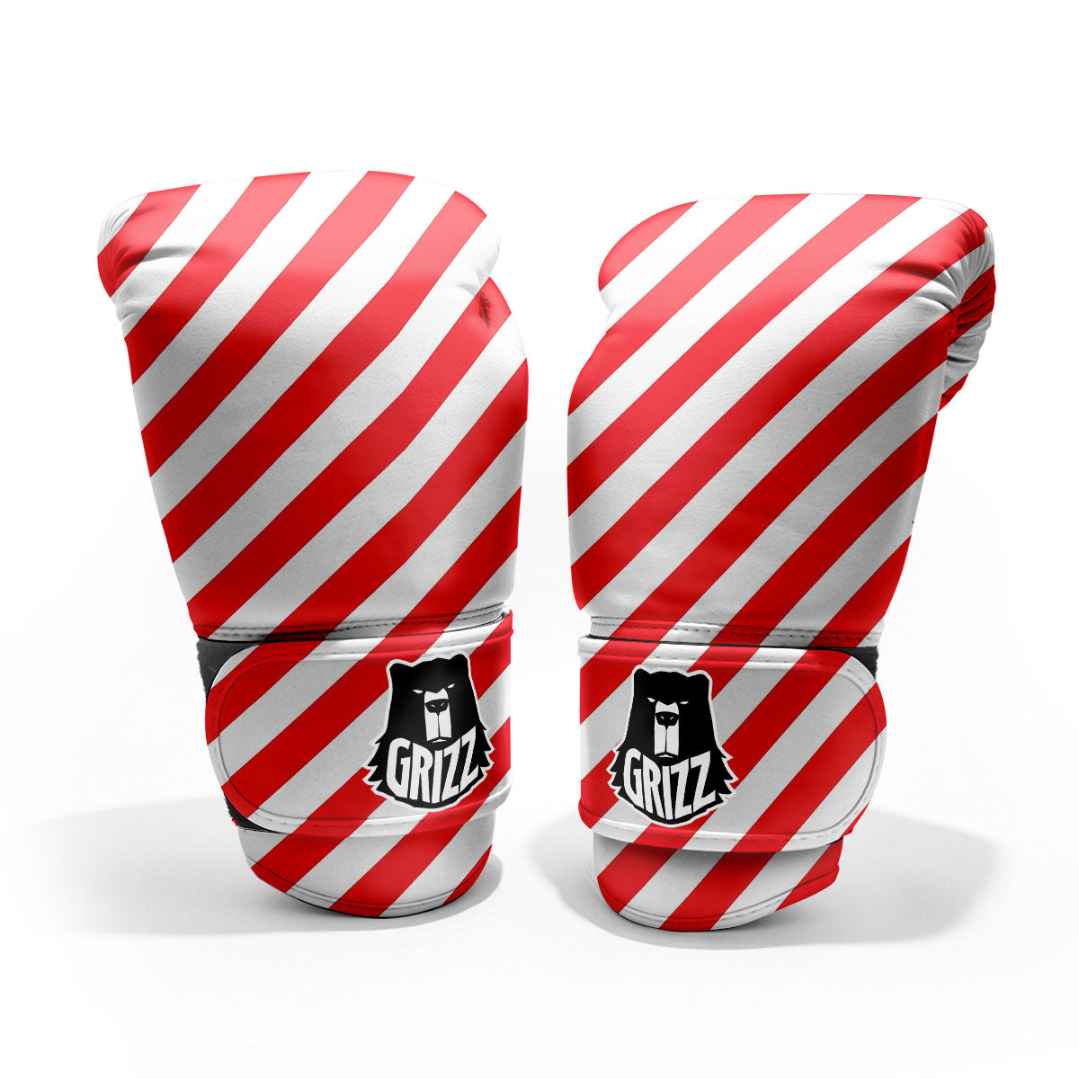 Candy Cane Striped White And Red Print Pro Boxing Glove