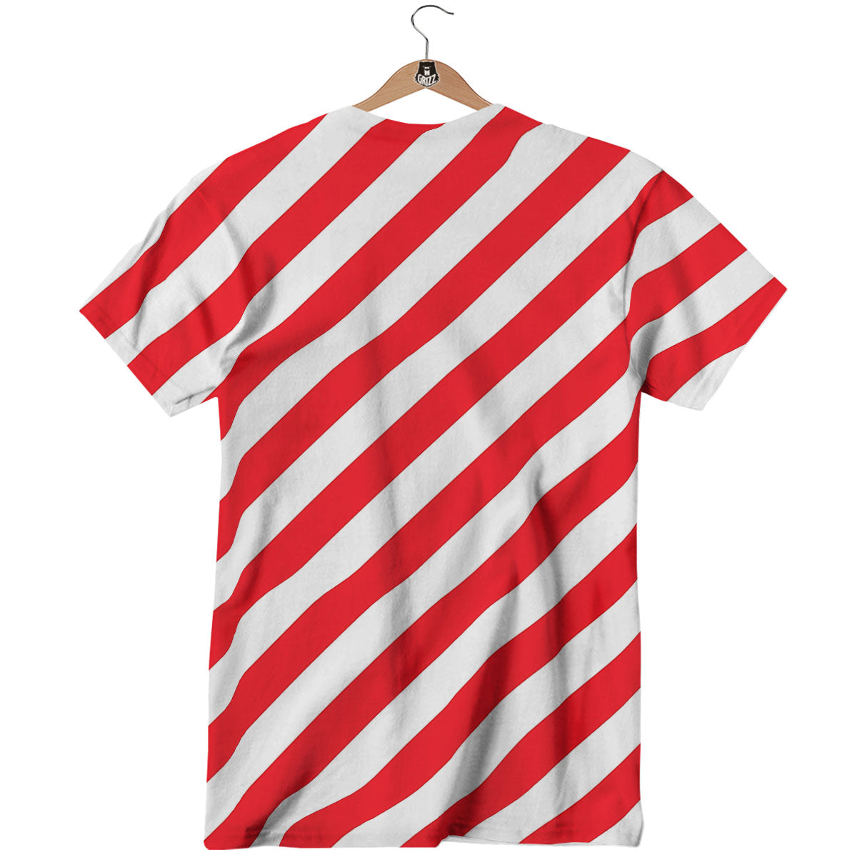 Candy Cane Striped White And Red Print T-Shirt-grizzshop