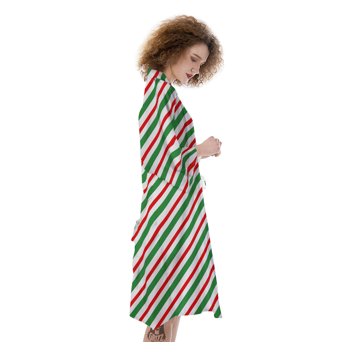 Candy Cane Stripes Christmas Print Kimono-grizzshop