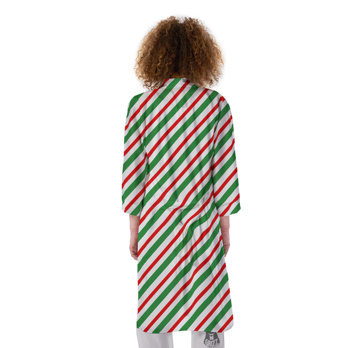 Candy Cane Stripes Christmas Print Kimono-grizzshop