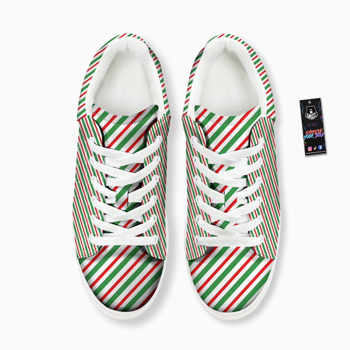 Candy Cane Stripes Christmas Print Platform Shoes-grizzshop