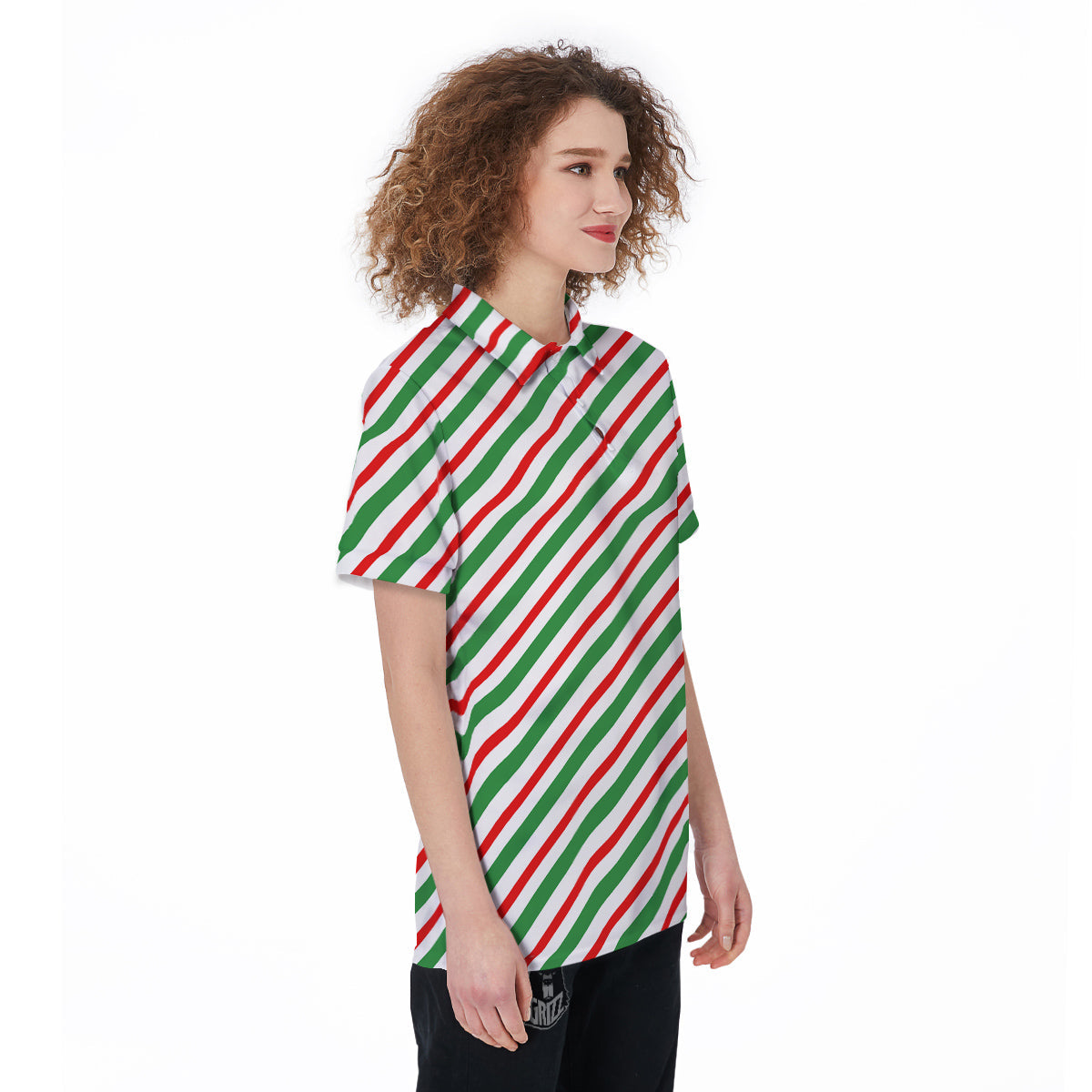 Candy Cane Stripes Christmas Print Women's Golf Shirts-grizzshop
