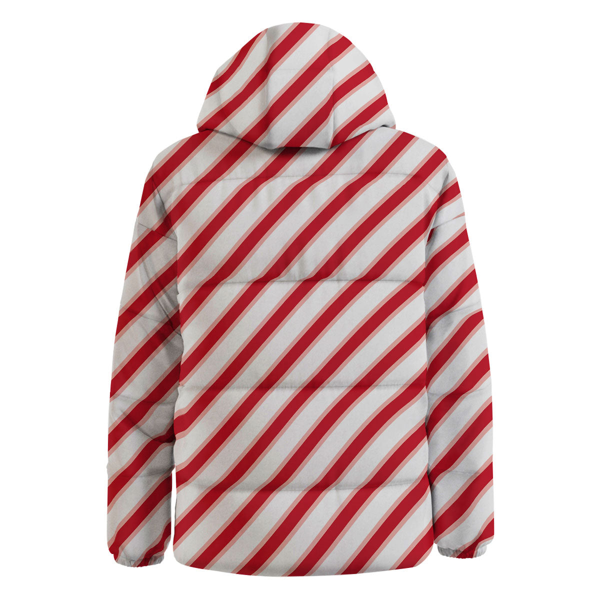 Candy Cane Stripes White And Red Print Down Jacket-grizzshop
