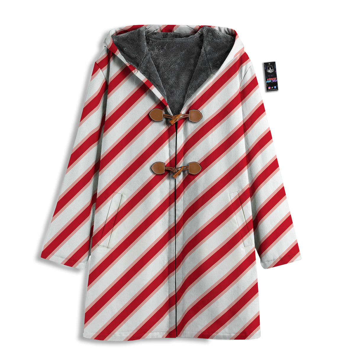 Candy Cane Stripes White And Red Print Men's Windbreaker Jacket-grizzshop
