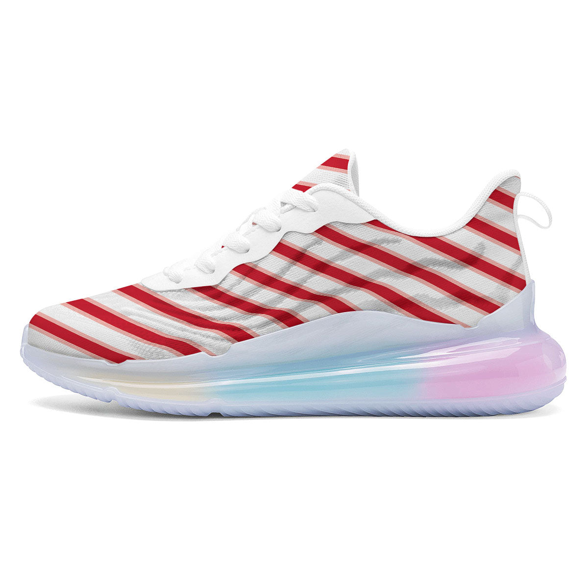 Candy Cane Stripes White And Red Print Running Sneakers-grizzshop