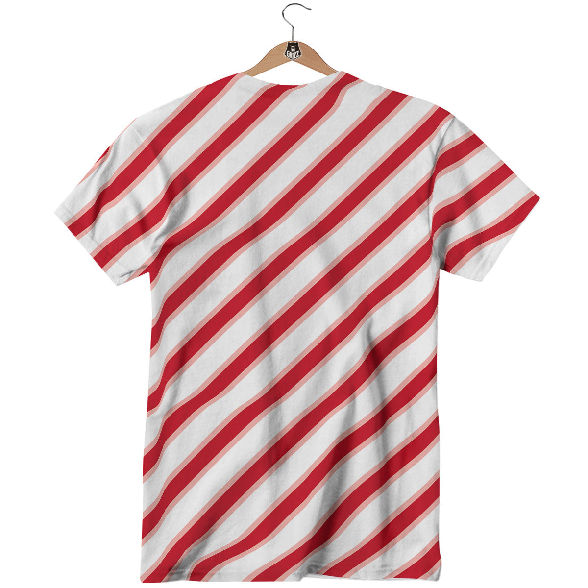 Candy Cane Stripes White And Red Print T-Shirt-grizzshop