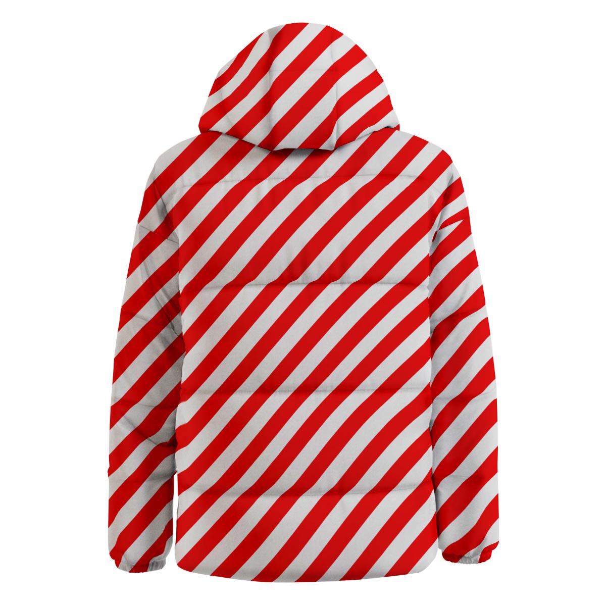 Candy Cane White And Red Print Pattern Down Jacket-grizzshop