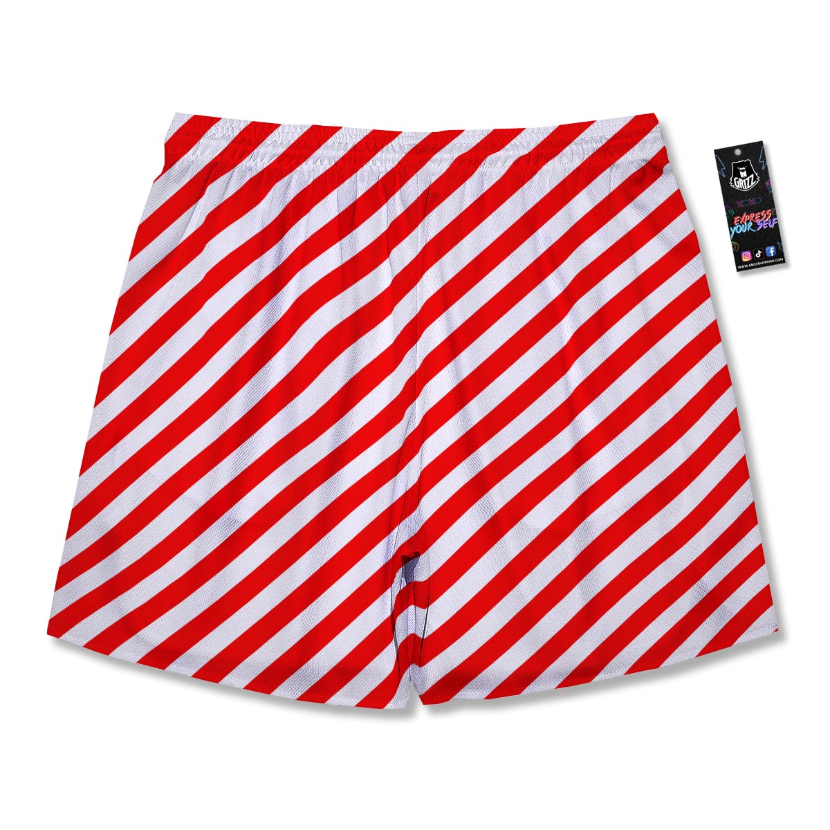 Candy Cane White And Red Print Pattern Men's Running Shorts-grizzshop