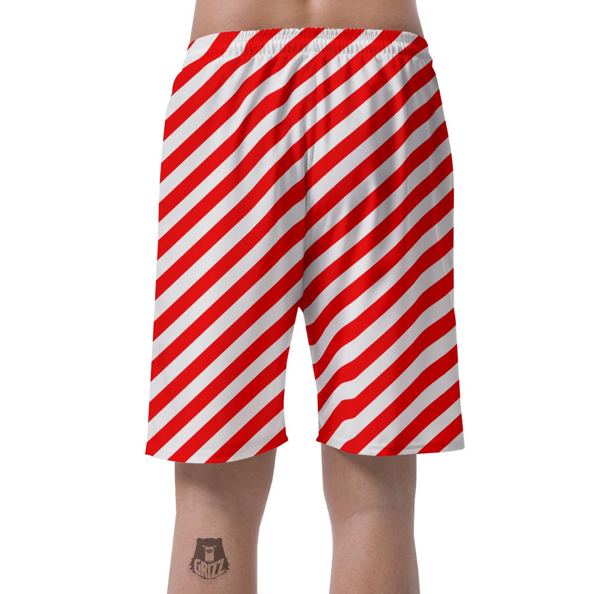 Candy Cane White And Red Print Pattern Men's Shorts-grizzshop