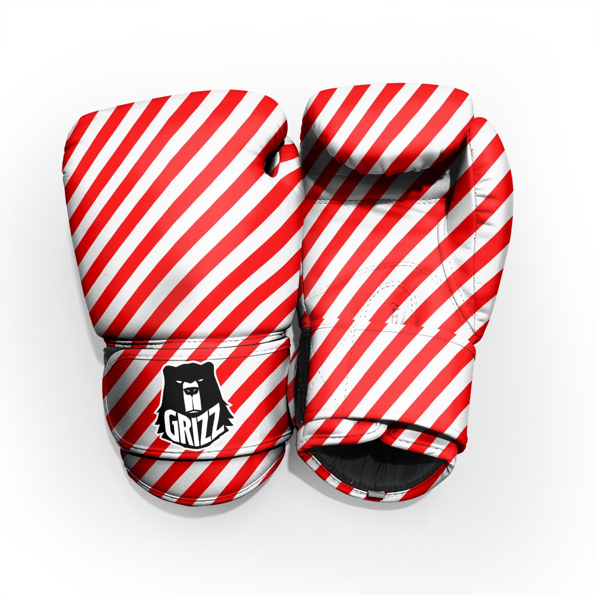 Candy Cane White And Red Print Pattern Pro Boxing Glove