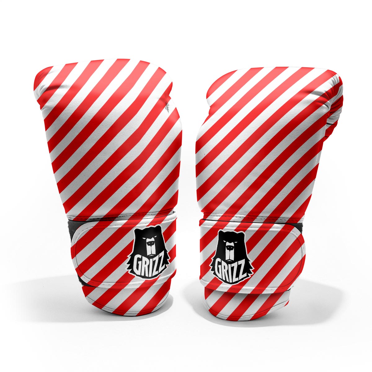 Candy Cane White And Red Print Pattern Pro Boxing Glove