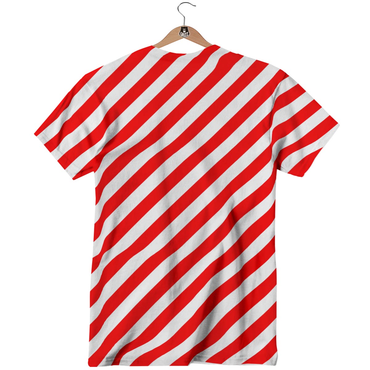 Candy Cane White And Red Print Pattern T-Shirt-grizzshop