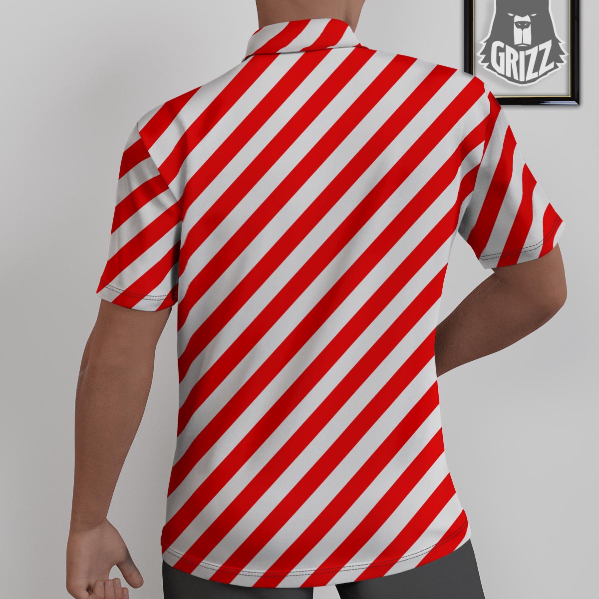 Candy Cane White And Red Print Pattern Untucked Shirts-grizzshop